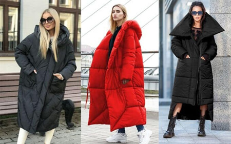 Variety of women's down jackets