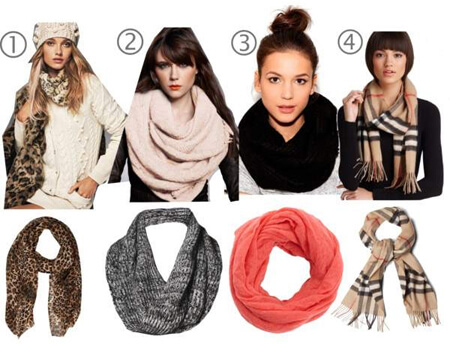 Variety of scarves